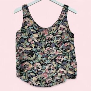 Vintage Judy Knapp Rose Floral Summer Scoop Neck Tank Top